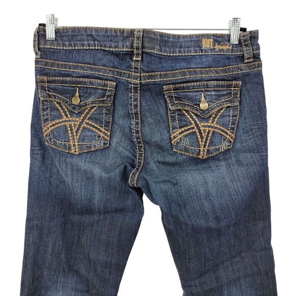 Kut From The Kloth Womens So Low Jeans Sz14 Dark Wash Bootcut Bling Pockets - Picture 11 of 16